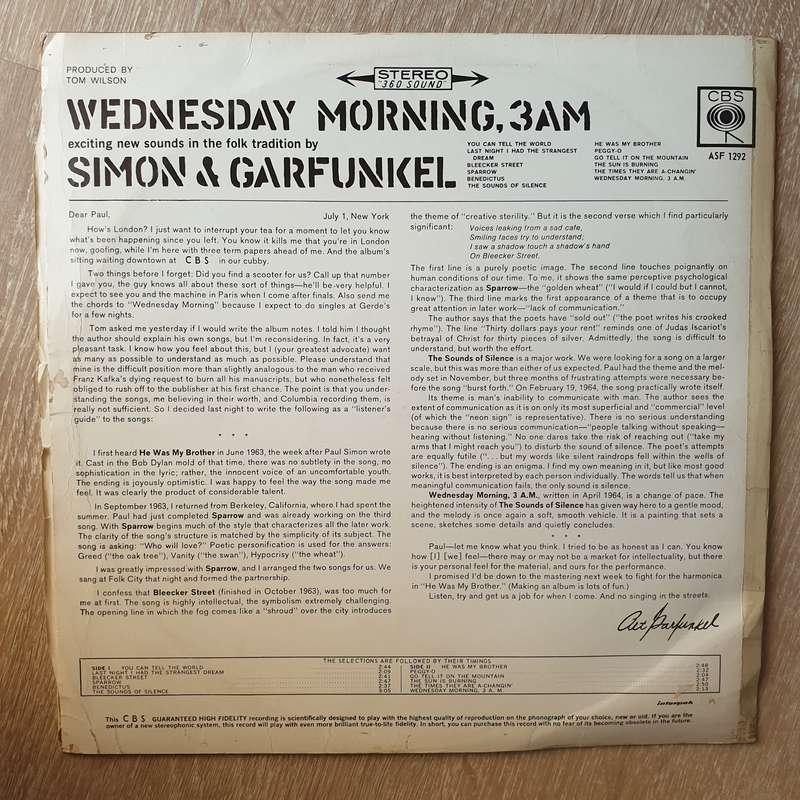 Simon & Garfunkel  Wednesday Morning, 3 A.M. - Vinyl LP Record - Opened  - Very-Good Qualit...