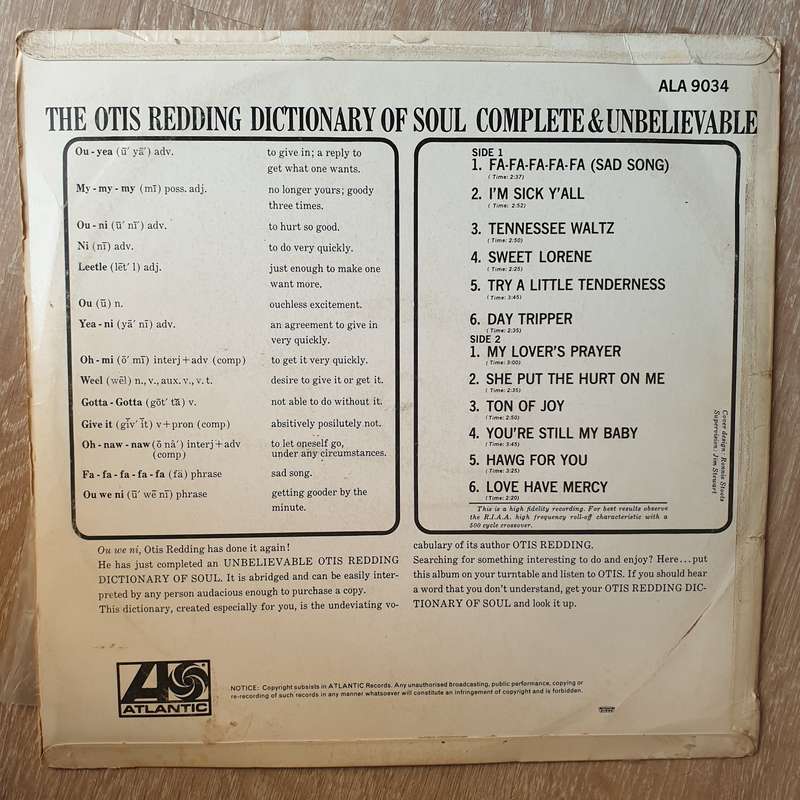 Otis Redding  Complete & Unbelievable - The Dictionary Of Soul - Vinyl LP Record - Opened  ...