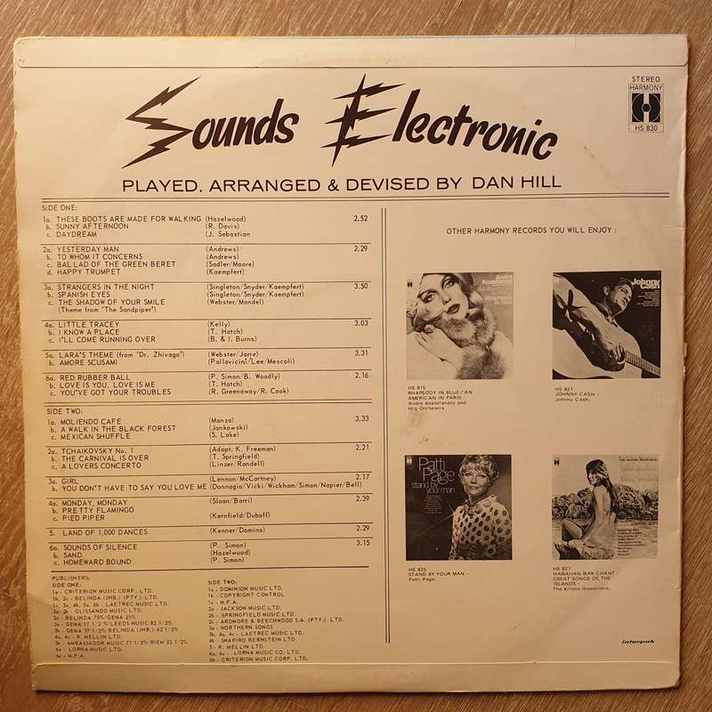 Sounds Electronic - Sounds Electronic -  Dan Hill - Vinyl LP Record - Very-Good+ Quality (VG+)