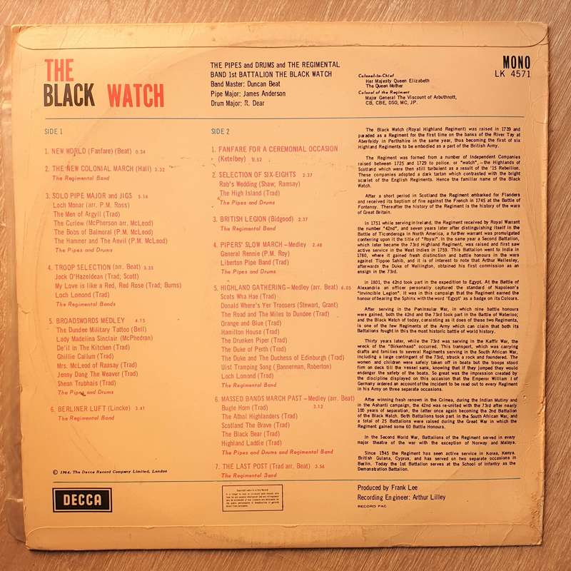 The Black Watch - The Pipes and Drums of the Band of The Black Watch - Vinyl LP Record - Very-Goo...