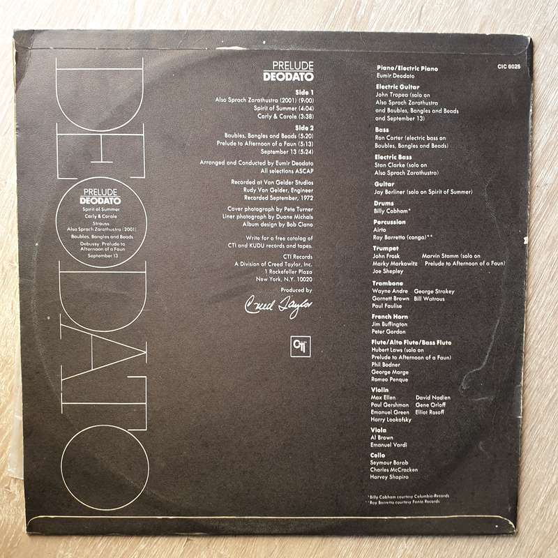 Deodato  Prelude - Vinyl LP Record - Opened  - Very-Good Quality (VG)