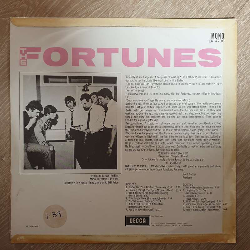 The Fortunes  The Fortunes - Vinyl LP Record - Very-Good+ Quality (VG+)