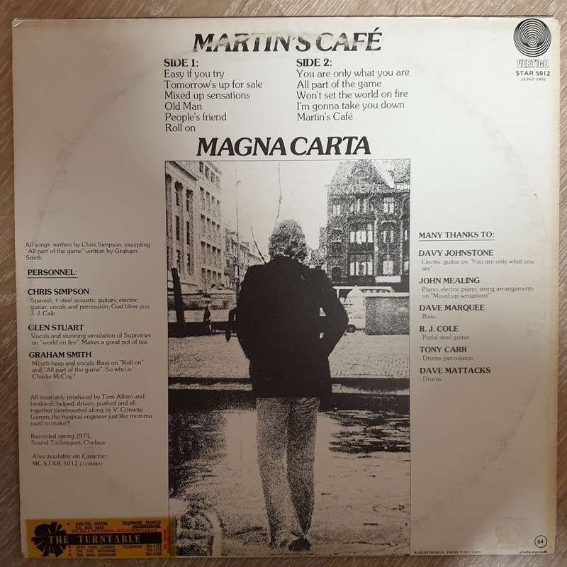 Magna Carta  Martin's Cafe - Vinyl LP Record - Very-Good+ Quality (VG+)