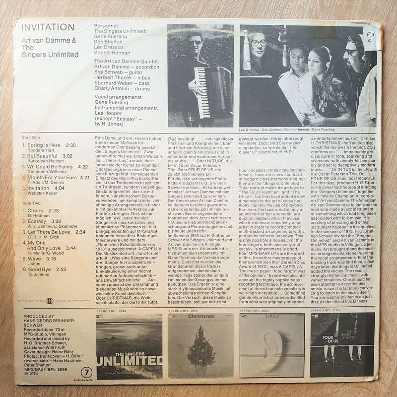 Art Van Damme & The Singers Unlimited  Invitation - Vinyl LP Record - Very-Good+ Quality (VG+)