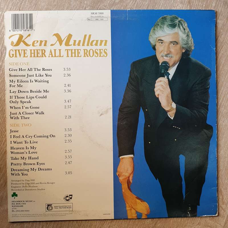 Ken Mullan - Give Her All the Roses (Autographed) - Vinyl LP Record - Very-Good+ Quality (VG+)