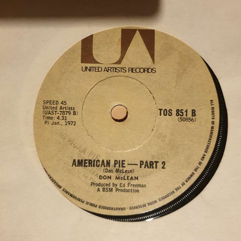 Don McLean  American Pie - Vinyl 7" Record - Opened  - Very-Good Quality (VG)