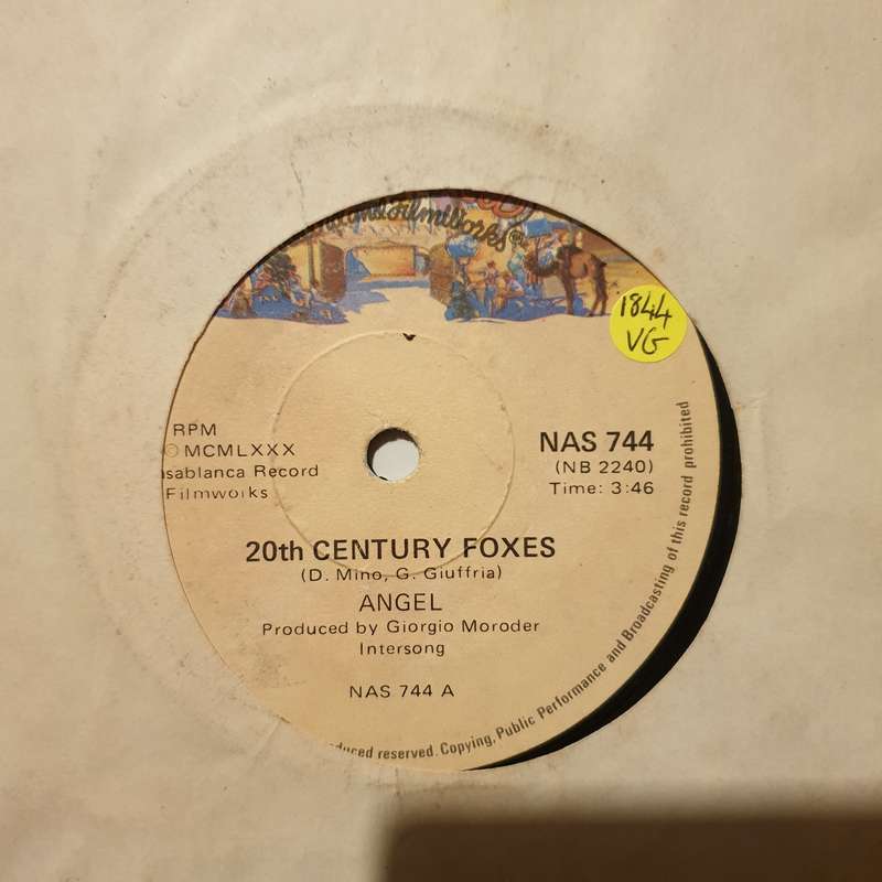 Angel  20th Century Foxes - Vinyl 7" Record - Opened  - Very-Good Quality (VG)