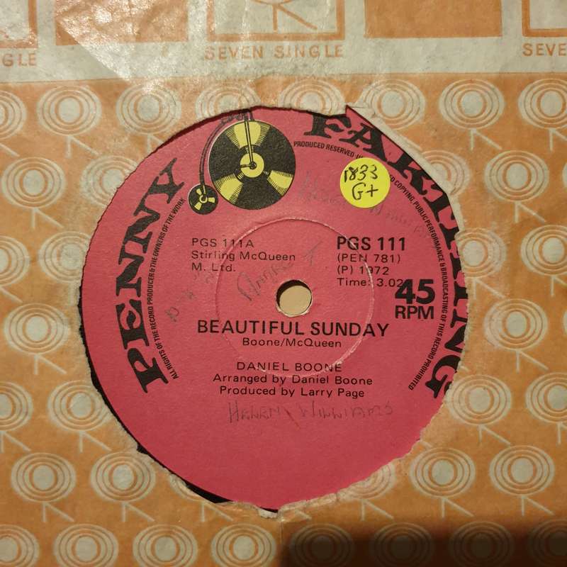 Daniel Boone  Beautiful Sunday - Vinyl 7" Record - Good+ Quality (G+)