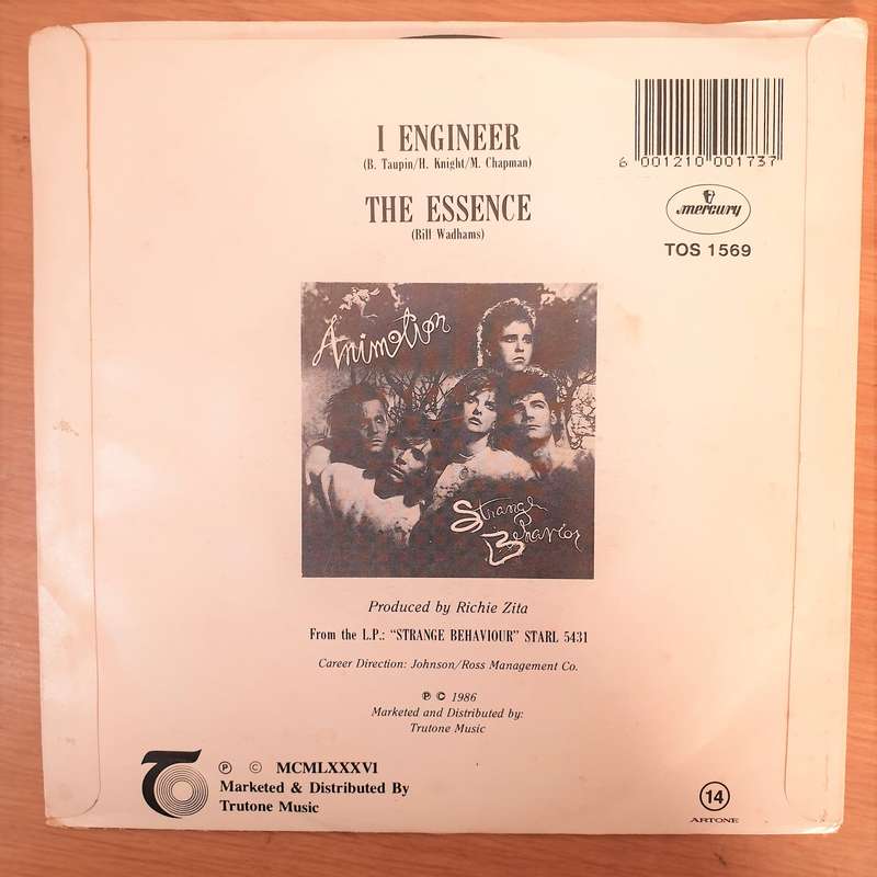Animotion  I Engineer -  Vinyl 7" Record - Very-Good+ Quality (VG+)