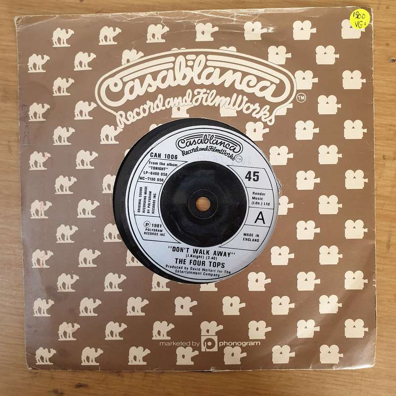 The Four Tops  Don't Walk Away - Vinyl 7" Record - Opened  - Very-Good Quality (VG)