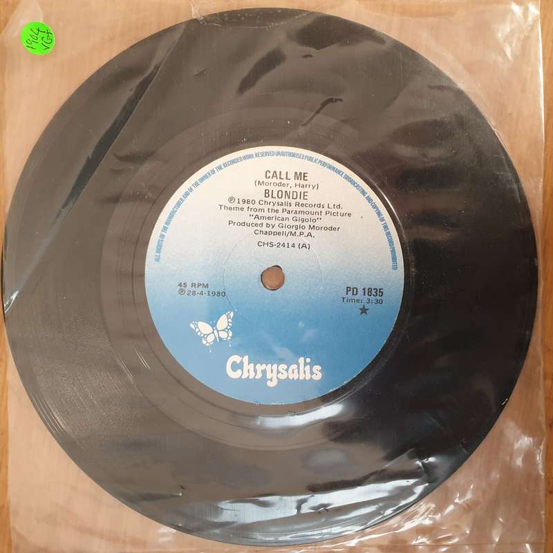 Blondie  Call Me- Vinyl 7" Record - Very-Good+ Quality (VG+)