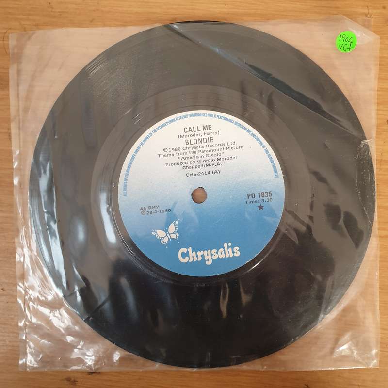 Blondie  Call Me- Vinyl 7" Record - Very-Good+ Quality (VG+)
