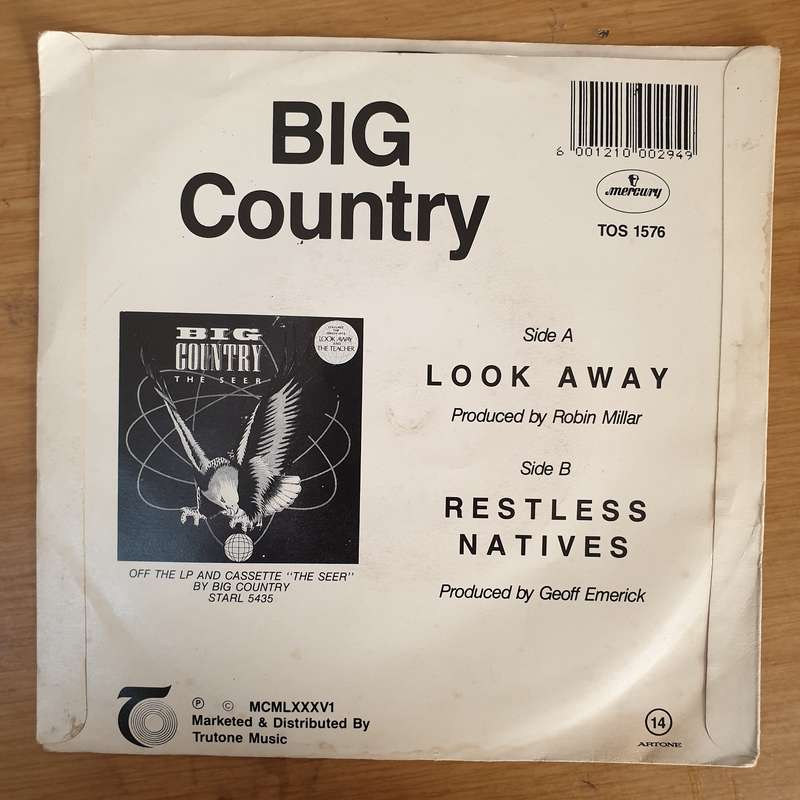 Big Country  Look Away- Vinyl 7" Record - Very-Good+ Quality (VG+)