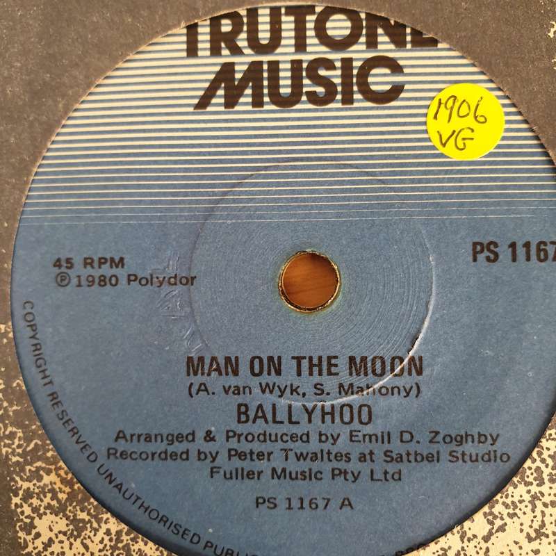 Ballyhoo  Man On The Moon - Vinyl 7" Record - Opened  - Very-Good Quality (VG)