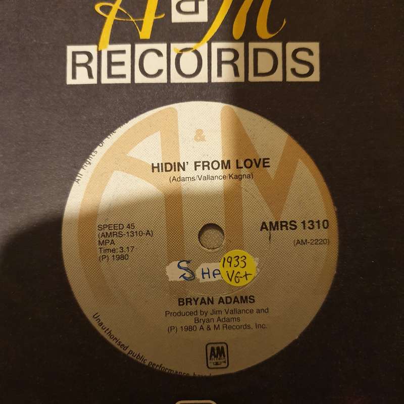 Bryan Adams  Hiding From Love - Vinyl 7" Record - Very-Good+ Quality (VG+)