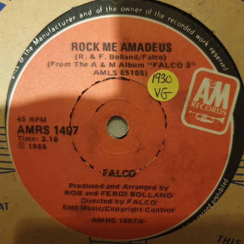 Falco  Rock Me Amadeus - Vinyl 7" Record - Opened  - Very-Good Quality (VG)