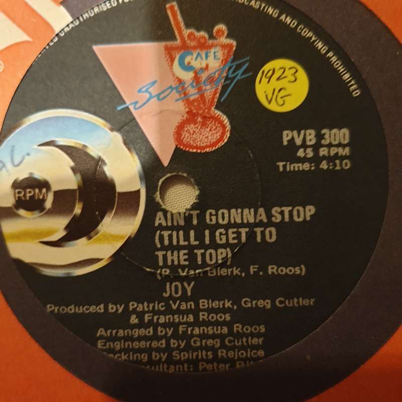 Joy  Ain't Gonna Stop (Till I Get To The Top) - Vinyl 7" Record - Opened  - Very-Good Quali...