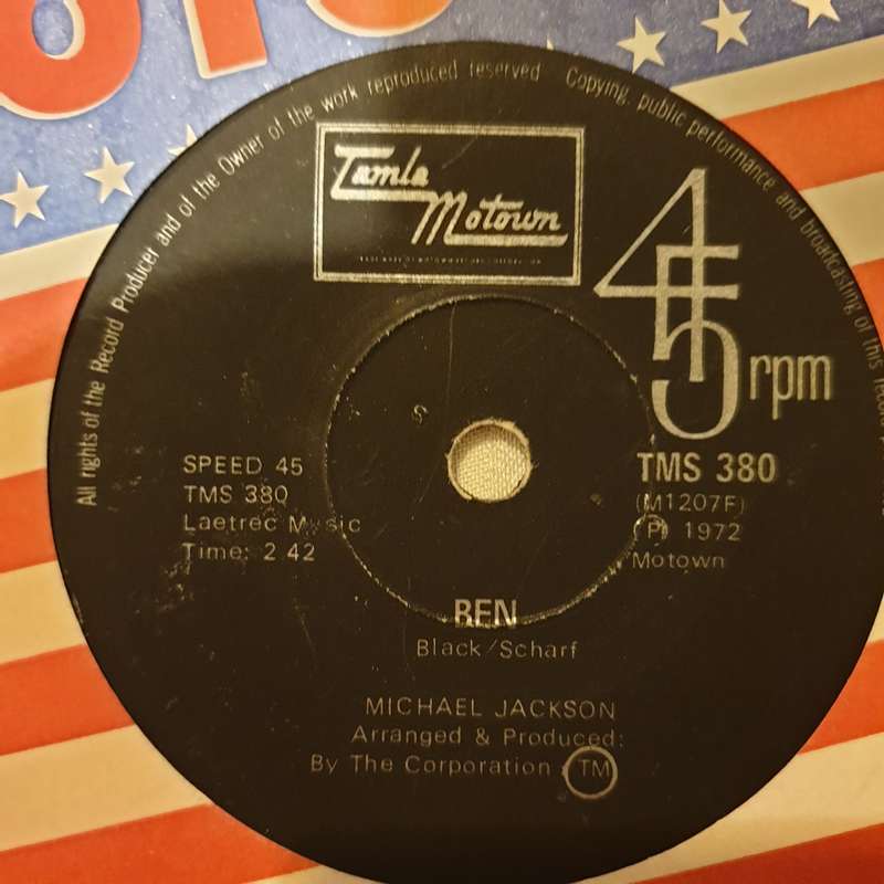 Michael Jackson  Ben - Vinyl 7" Record - Opened  - Very-Good- Quality (VG-)