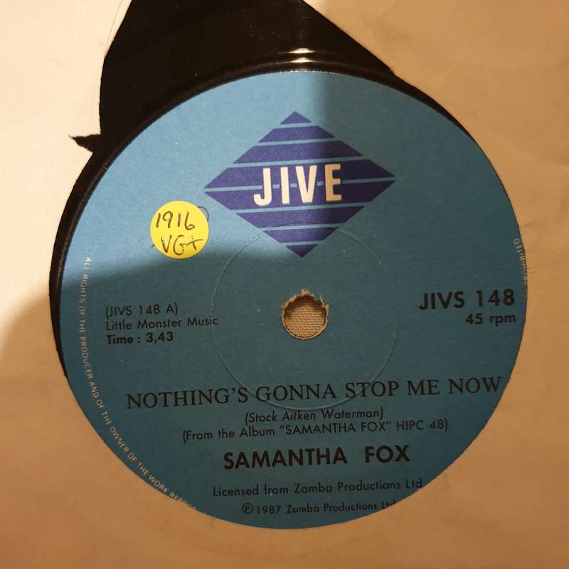 Samantha Fox  Nothing's Gonna Stop Me Now - Vinyl 7" Record - Very-Good+ Quality (VG+)
