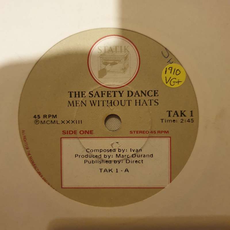 Men Without Hats  The Safety Dance - Vinyl 7" Record - Very-Good+ Quality (VG+)