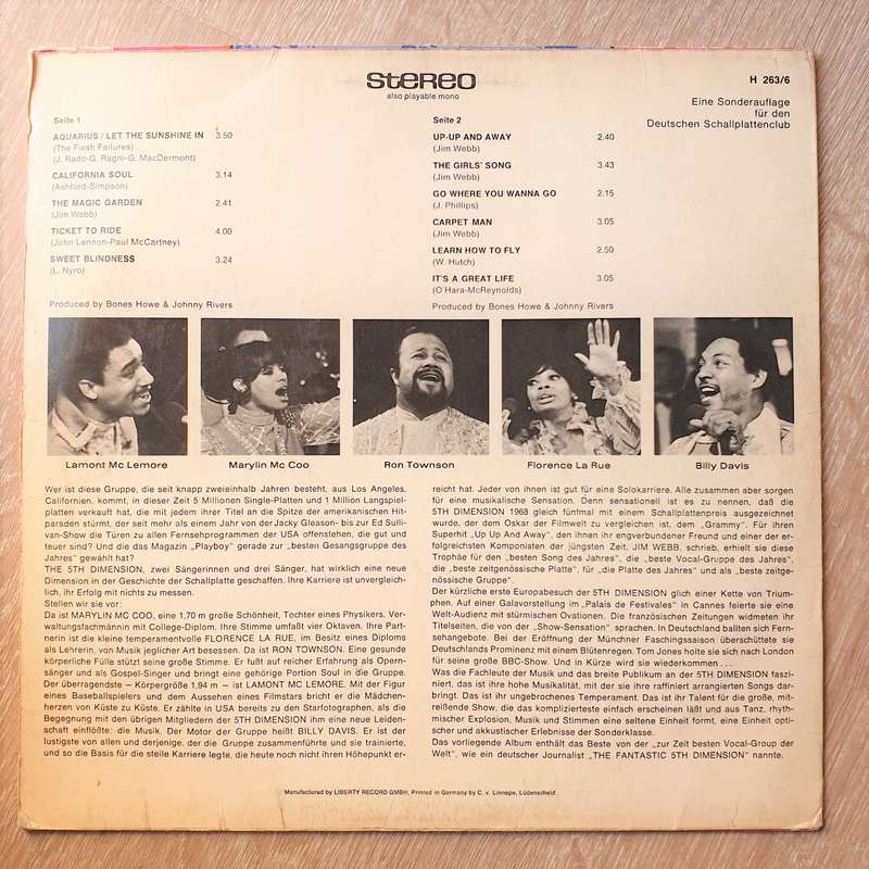 The 5th Dimension  Let The Sunshine In - Vinyl LP Record - Very-Good+ Quality (VG+)