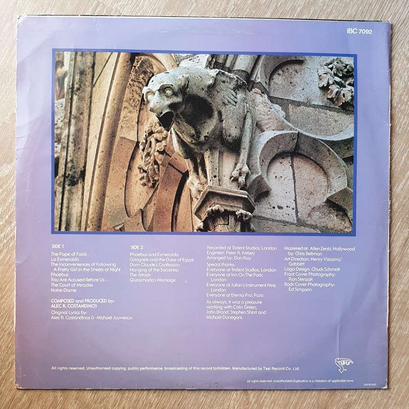 The Hunchback Of Notre Dame - Alec R. Costandinos And The Syncophonic Orchestra Vinyl LP Re...