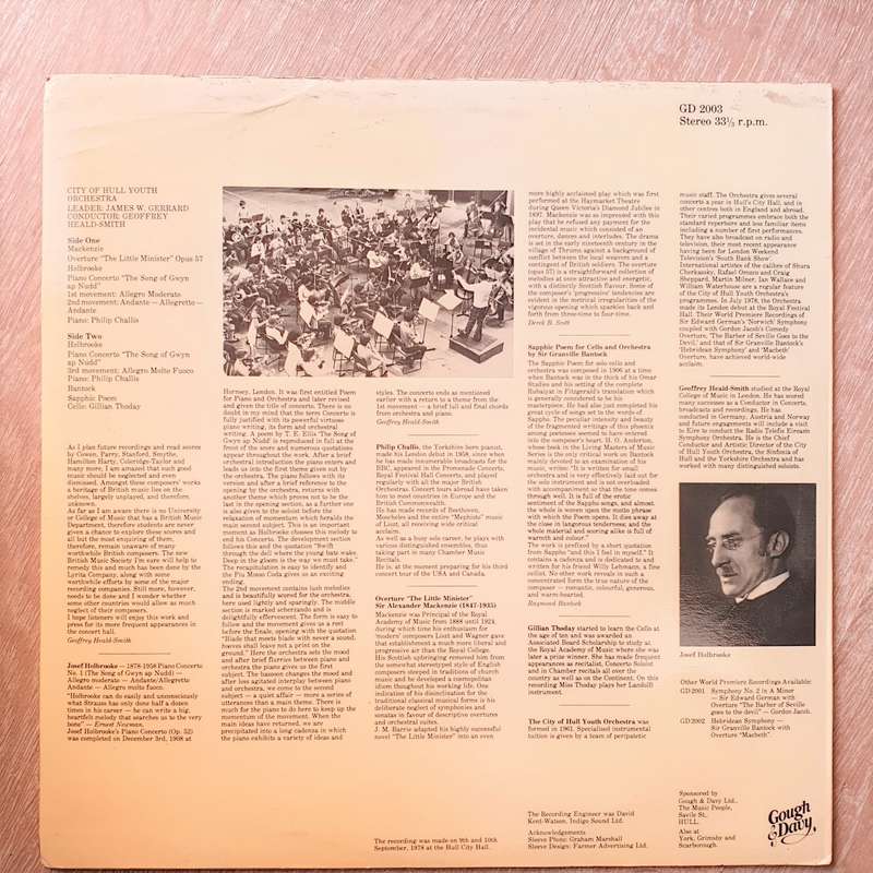 Josef Holbrooke Centanary Recording - Philip Challis, Gillian Thoday, Geoffrey Heald-Smith, Hull ...