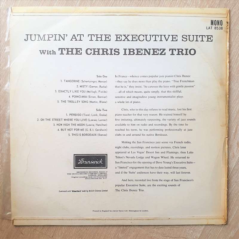 The Chris Ibenez Trio  Jumpin' At The Executive Suite  Vinyl LP Record - Very-Good+ Qual...