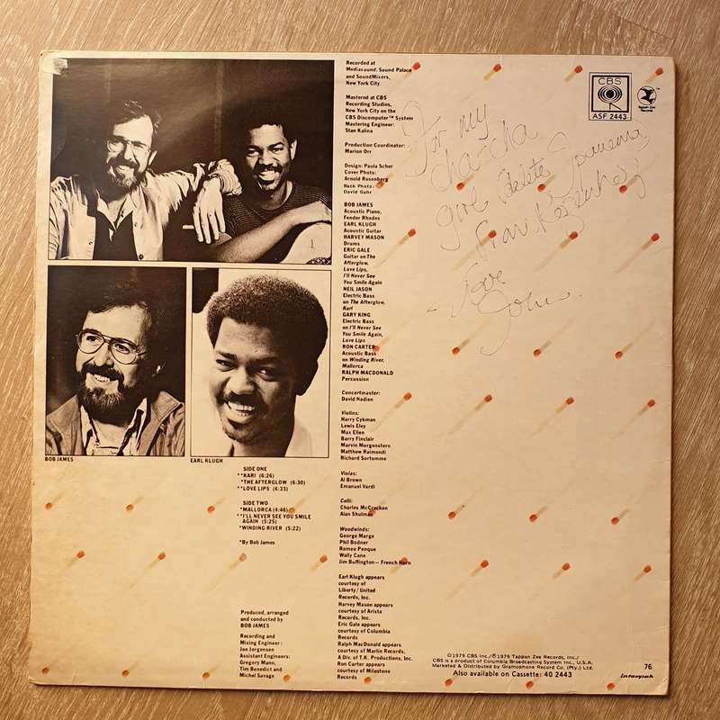 Bob James & Earl Klugh  One On One - Vinyl LP Record - Opened  - Very-Good- Quality (VG-)