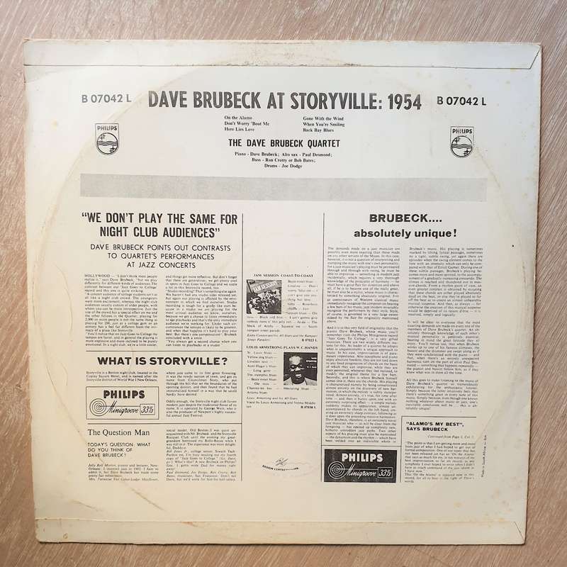 The Dave Brubeck Quartet  Dave Brubeck At Storyville: 1954 (Rare) - Vinyl LP Record - Very-...