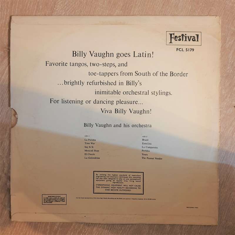 Billy Vaughn And His Orchestra  Billy Vaughn Goes Latin (Rare) - Vinyl LP Record - Very-Goo...