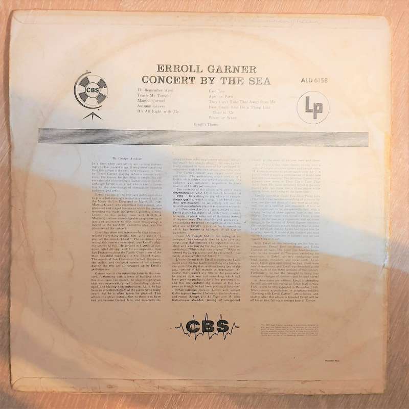 Erroll Garner  Concert By The Sea    Vinyl LP Record - Opened  - Good Quality (G)