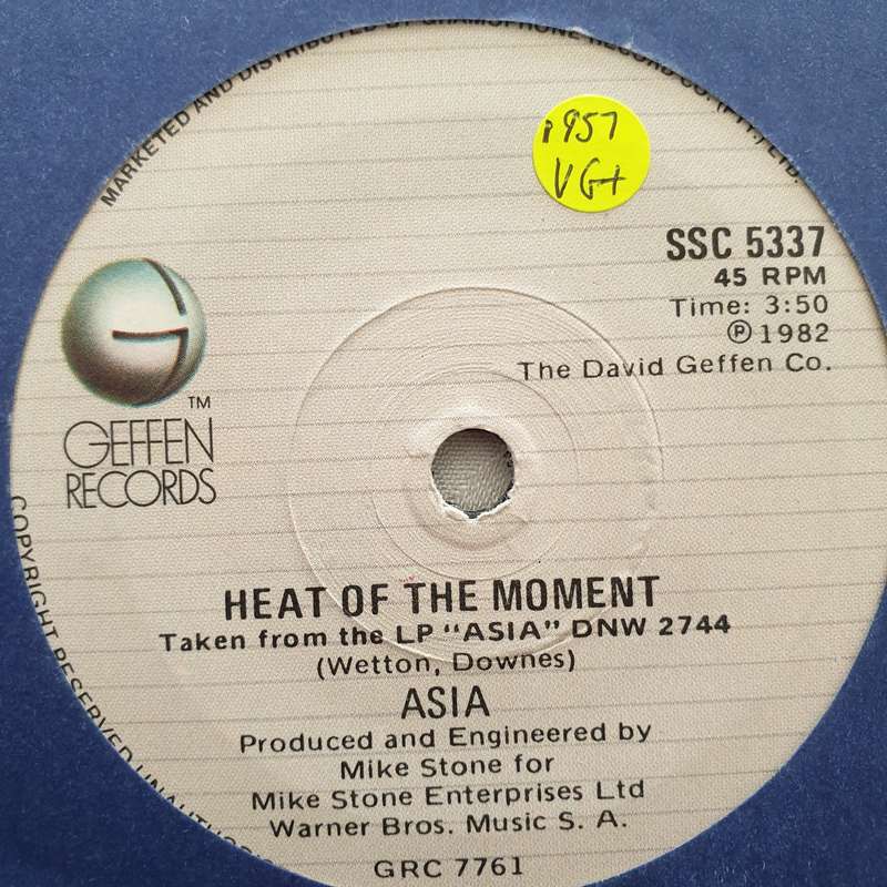 Asia  Heat Of The Moment - Vinyl 7" Record - Very-Good+ Quality (VG+)