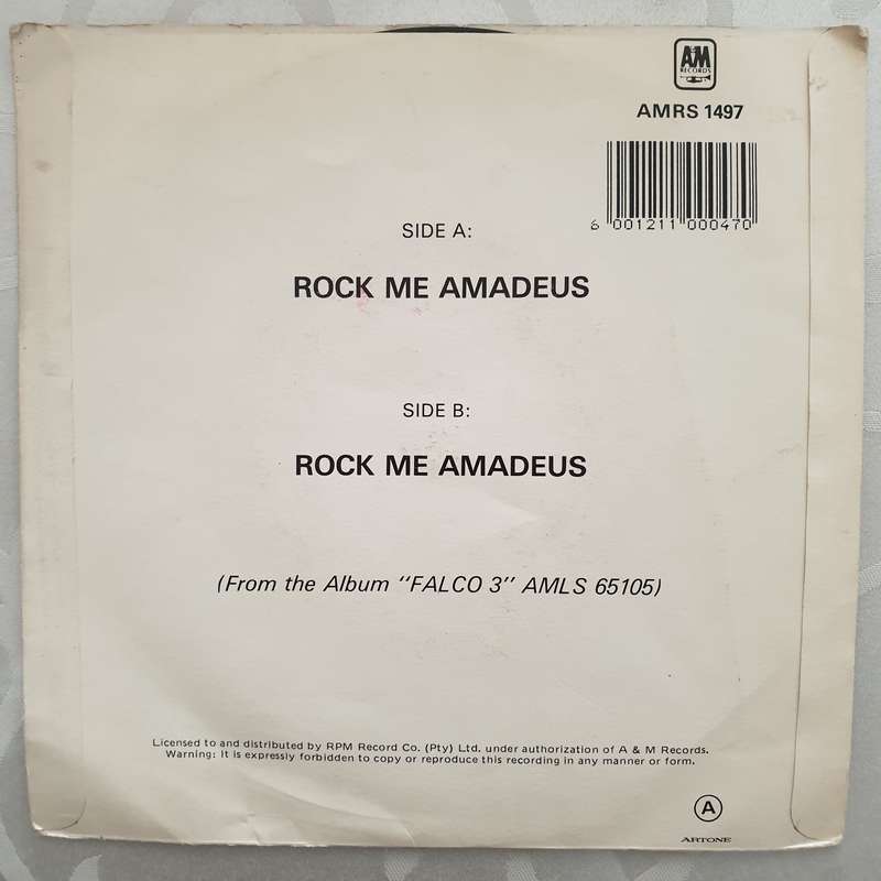 Falco  Rock Me Amadeus - Vinyl 7" Record - Opened  - Very-Good Quality (VG)