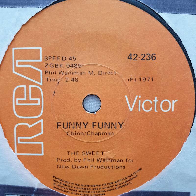 The Sweet  Funny Funny - Vinyl 7" Record - Opened  - Very-Good Quality (VG)
