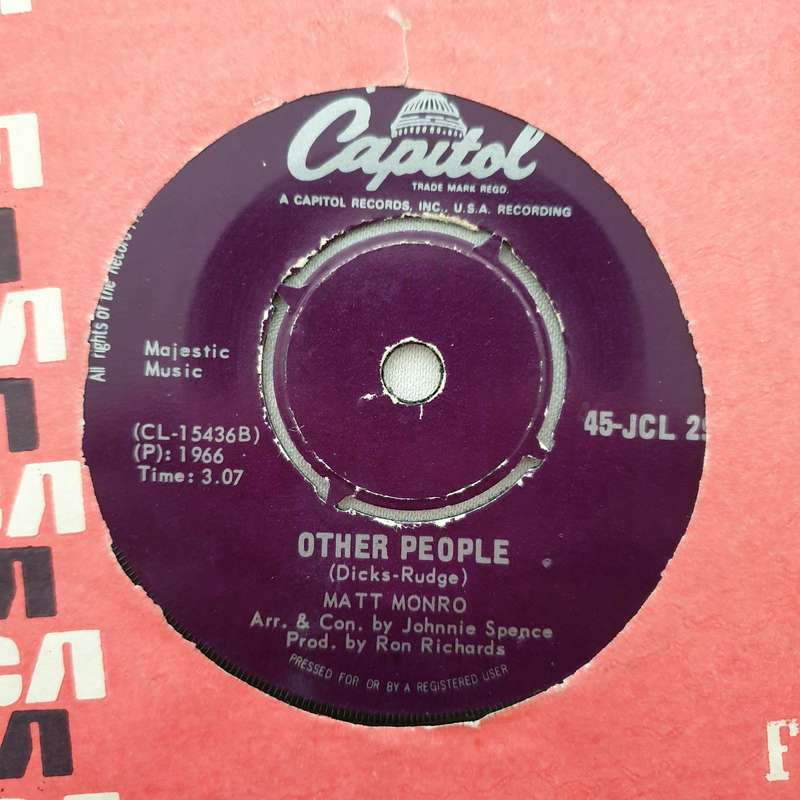 Matt Monro  Born Free - Vinyl 7" Record - Opened  - Very-Good- Quality (VG-)