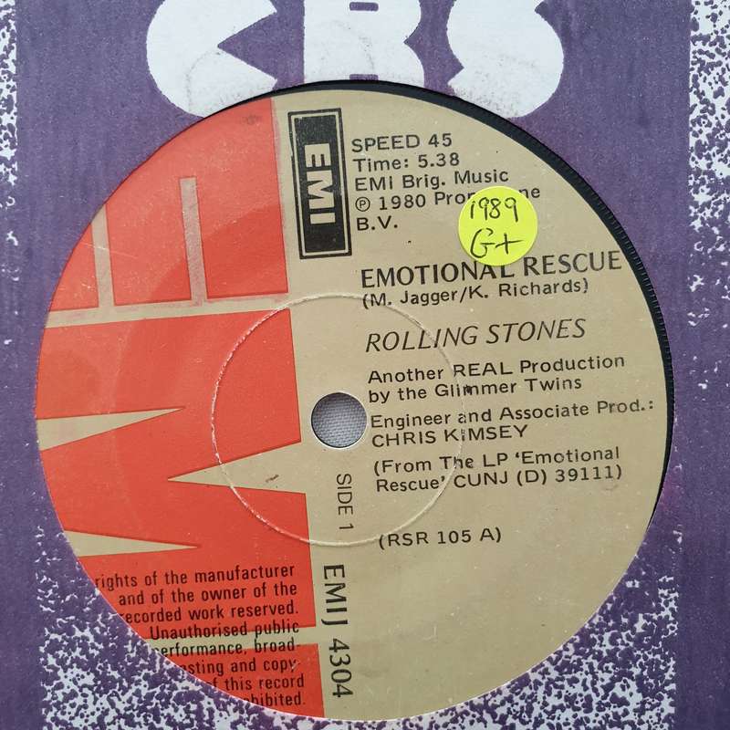 Rolling Stones  Emotional Rescue  Vinyl 7" Record - Opened  - Good+ Quality (G+)