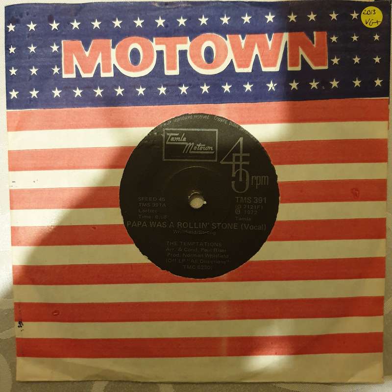 The Temptations  Papa Was A Rollin' Stone - Vinyl 7" Record - Very-Good+ Quality (VG+)