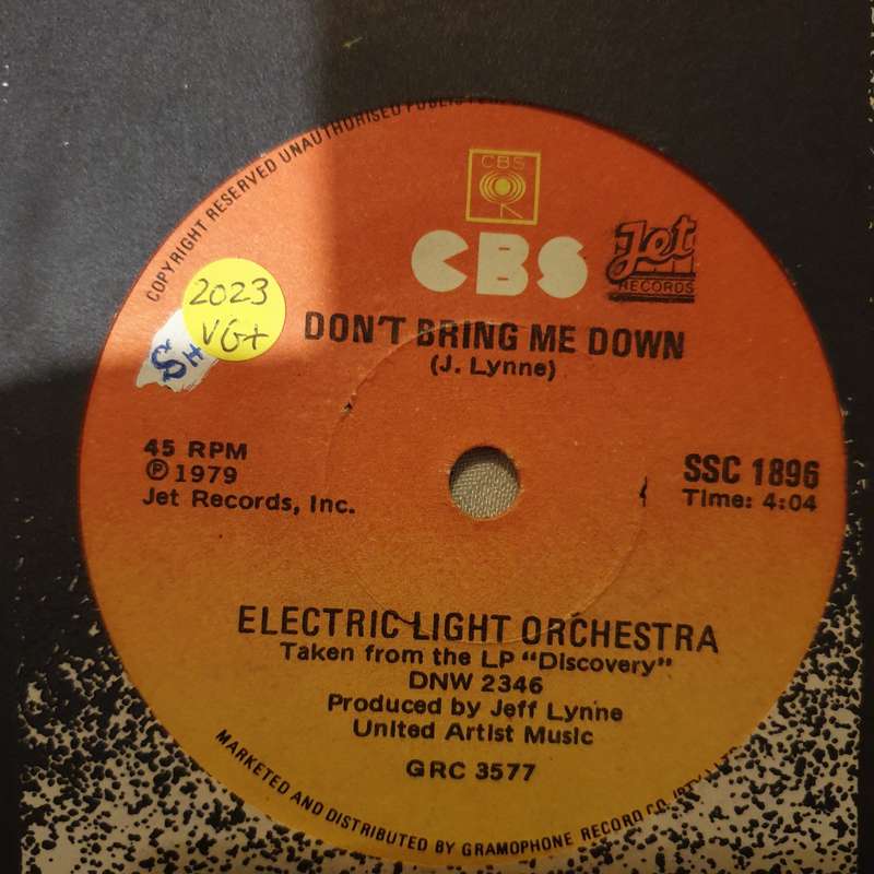Electric Light Orchestra  Don't Bring Me Down - Vinyl 7" Record - Very-Good+ Quality (VG+)