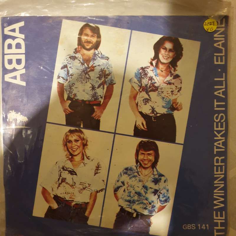 ABBA  The Winner Takes It All / Elaine - Vinyl 7" Record - Opened  - Very-Good+ Quality (VG+)