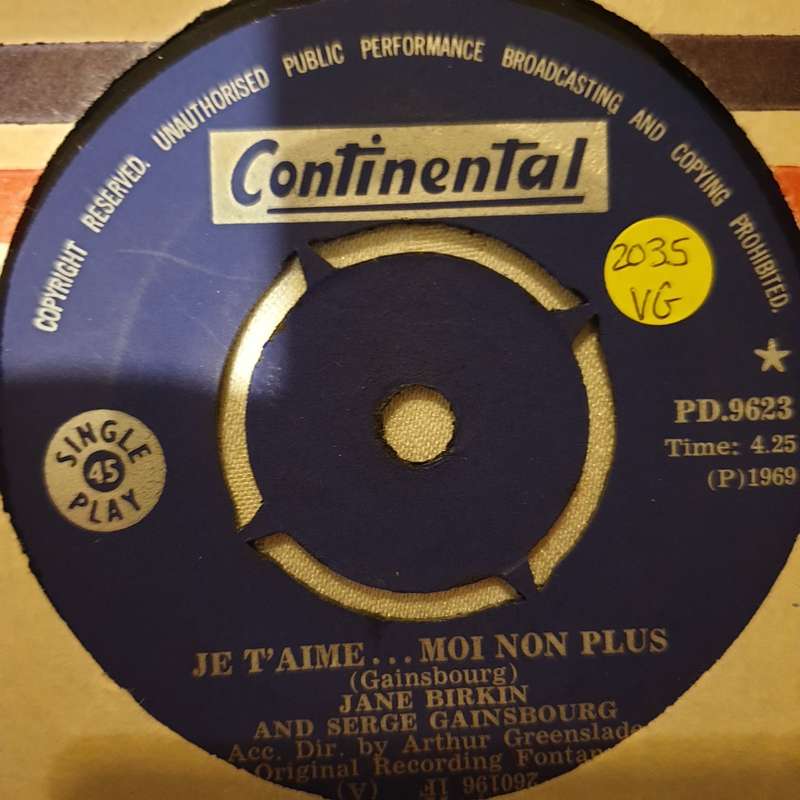 Jane Birkin And Serge Gainsbourg  Je T'aime... Moi Non Plus - Vinyl 7" Record - Opened  - V...