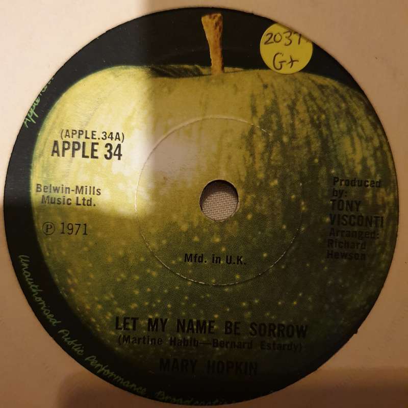 Mary Hopkin  Let My Name Be Sorrow - Vinyl 7" Record - Opened  - Good+ Quality (G+)