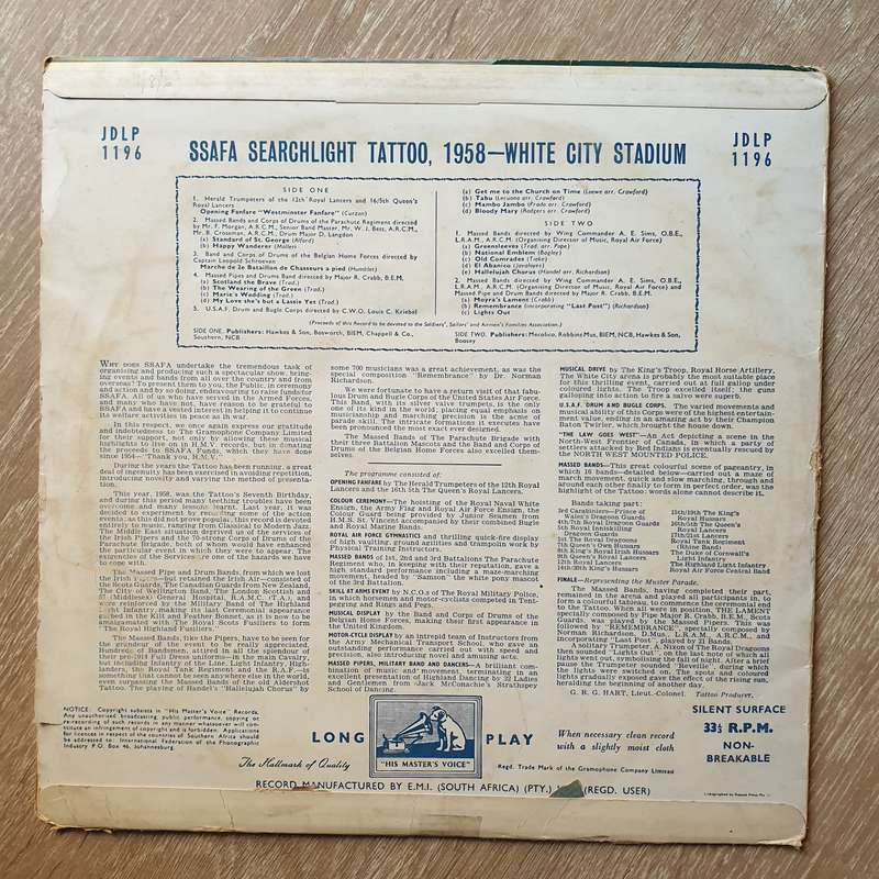 SSAFA Searchlight Tattoo At The White City 1959 - Vinyl LP Record - Very-Good+ Quality (VG+)
