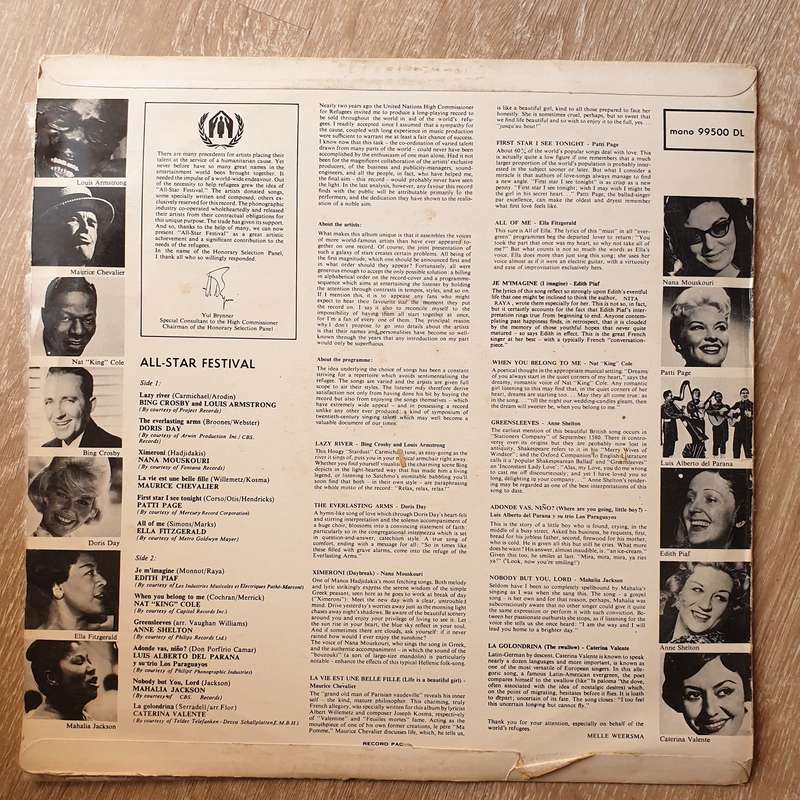 All-Star Festival  - In Aid of the World's Refugees - Vinyl LP Record - Very-Good+ Quality (VG+)