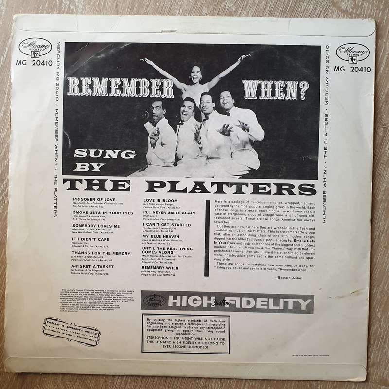 The Platters -Remember When - Vinyl LP Record - Opened  - Very-Good- Quality (VG-)