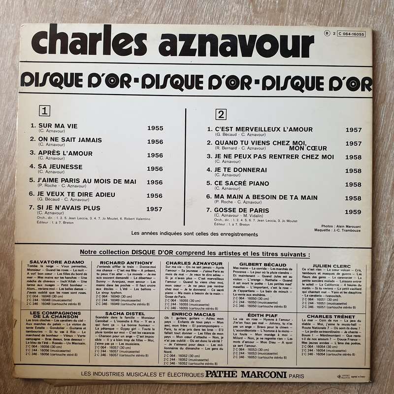 Charles Aznavour  Le Disque D'or De Charles Aznavour  - Vinyl LP Record - Very-Good+ Qualit...
