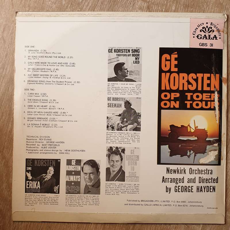 Ge Korsten - Op Toer/On Tour  - Vinyl LP Record - Very-Good+ Quality (VG+)