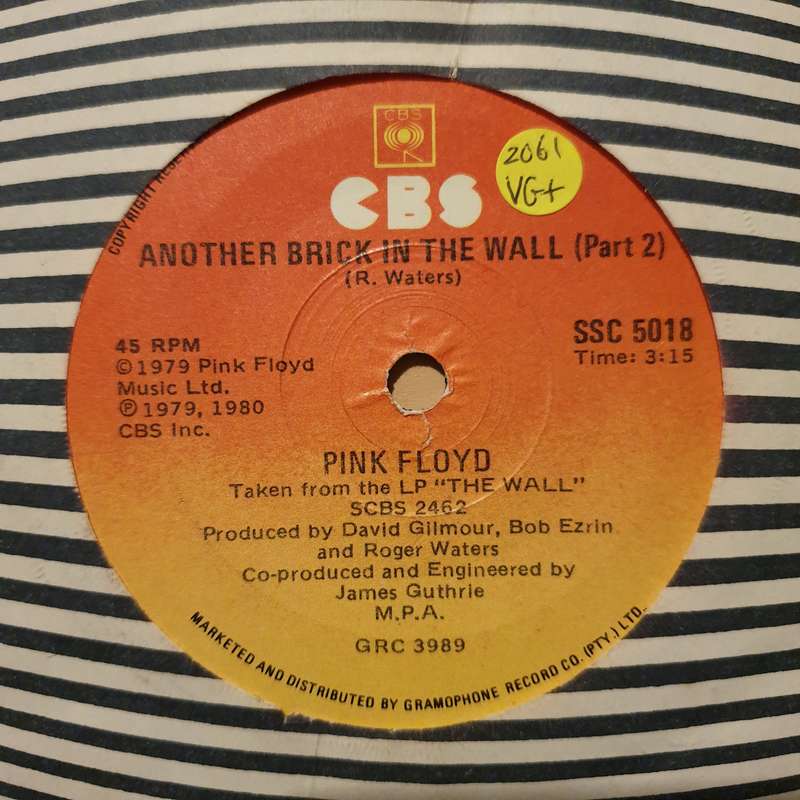 Pink Floyd  Another Brick In The Wall (Part II) - Vinyl 7" Record - Very-Good+ Quality (VG+)