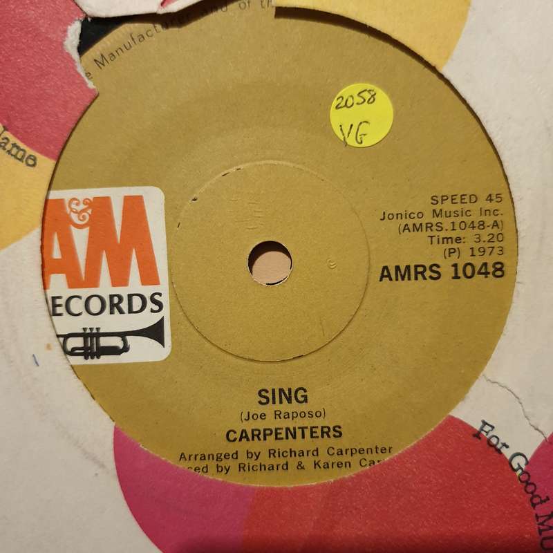Carpenters - Sing - Vinyl 7" Record - Opened  - Very-Good Quality (VG)