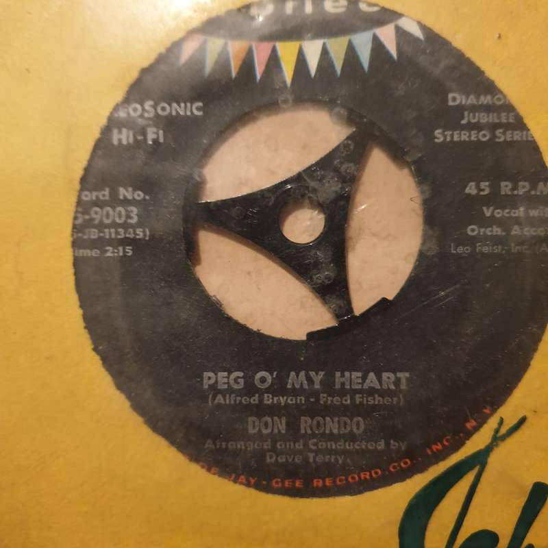 Don Rondo - Peg O' My Heart - Vinyl 7" Record - Very-Good+ Quality (VG+)